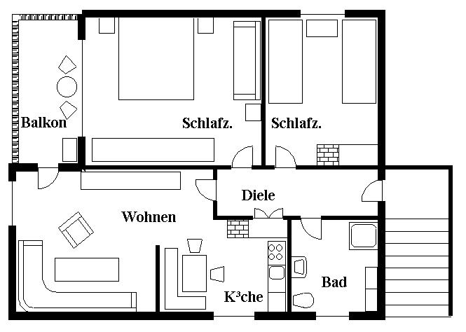 Grundriß kleinen Wohnung